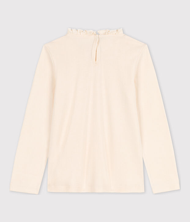 Tee-shirt manches longues en coton enfant fille &eacute;cru