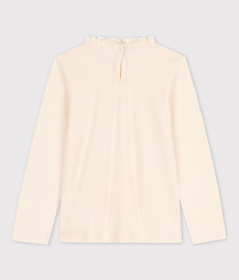 Tee-shirt manches longues en coton enfant fille &eacute;cru