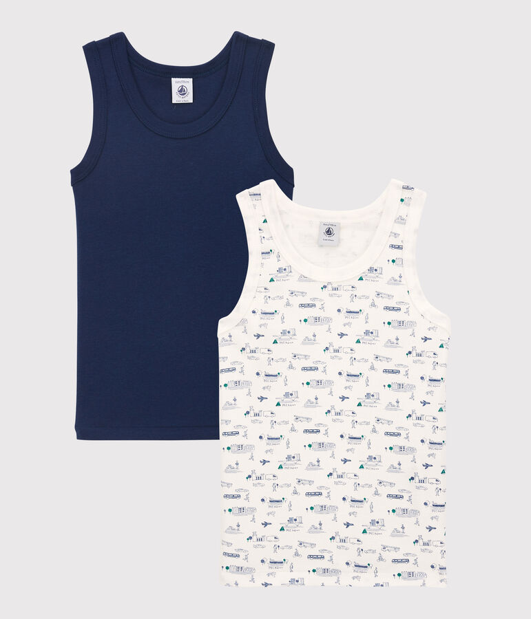 Lot de 2 d&eacute;bardeurs imprim&eacute; transports petit gar&ccedil;on en coton multicouleur