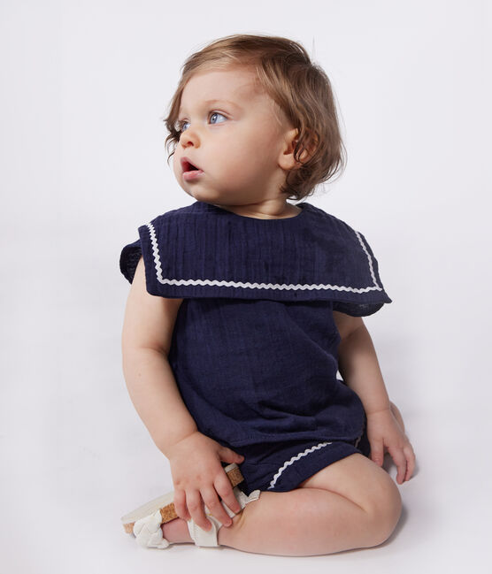Ensemble bébé deux pièces en coton, détails marins bleu SMOKING