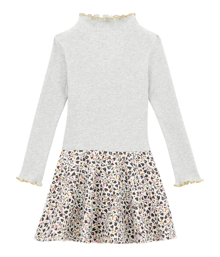 Robe enfant fille bi-mati&egrave;re gris/multicouleur