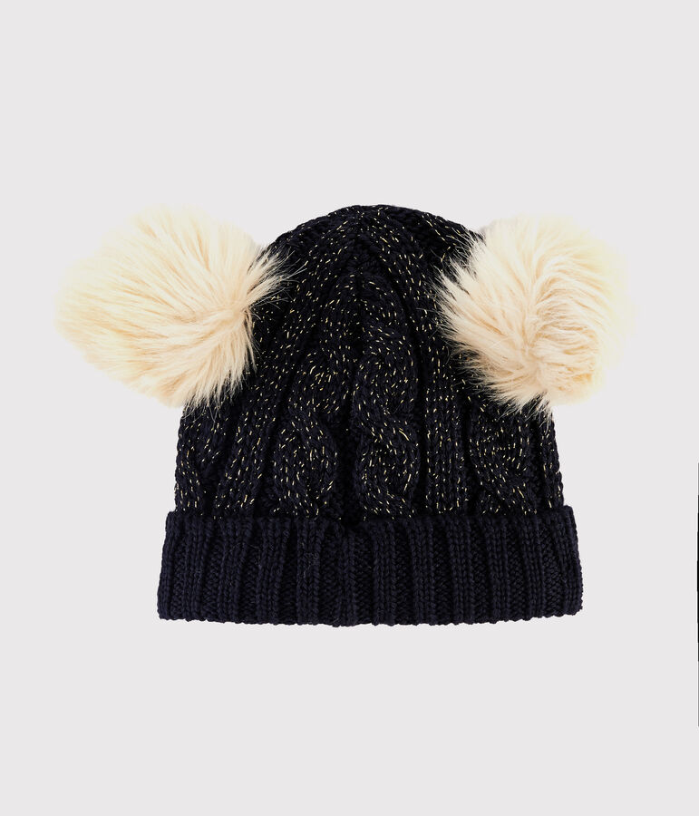 Bonnet  enfant fille bleu SMOKING/jaune OR