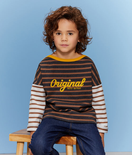 Marinière enfant garçon noir CITY/marron COCOA
