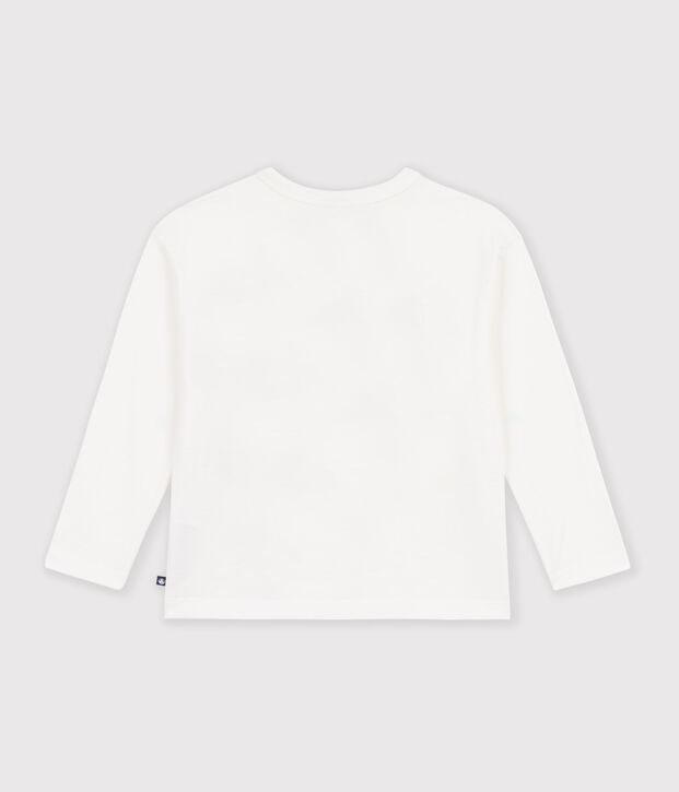 Tee-shirt enfant manches longues &agrave; motif blanc