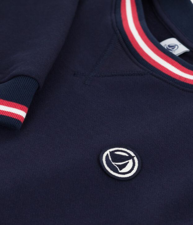 Sweatshirt femme en coton uni bleu