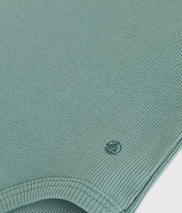 Body manches longues col roul&eacute; en coton b&eacute;b&eacute; vert