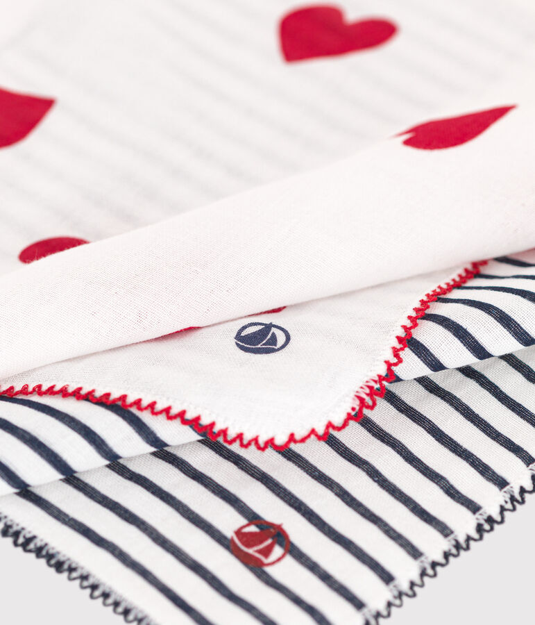 LOT DE 2 MOUCHOIRS B&Eacute;B&Eacute; EN GAZE DE COTON multicouleur