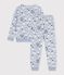 Pyjama enfant en velours imprim&eacute; bonhommes de neige bleu/multicouleur