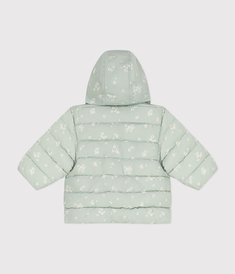 Doudoune imprim&eacute;e capuche r&eacute;tractable b&eacute;b&eacute; vert HERBIER/blanc MULTICO