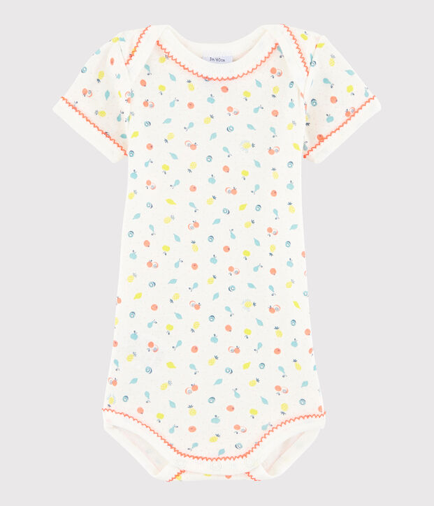 Body manches courtes b&eacute;b&eacute; fille blanc/multicouleur