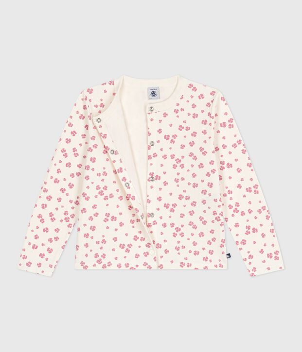 Cardigan enfant en coton imprim&eacute; &eacute;cru/multicouleur