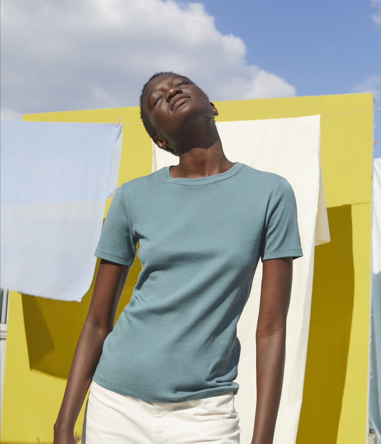 Tee-shirt L'ICONIQUE col rond en coton Femme vert