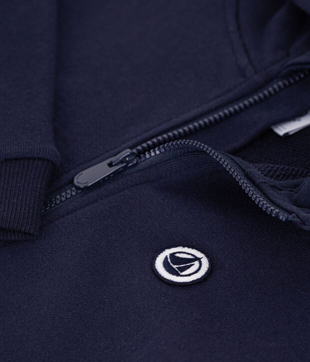 Sweatshirt &agrave; capuche zipp&eacute; enfant en coton bleu
