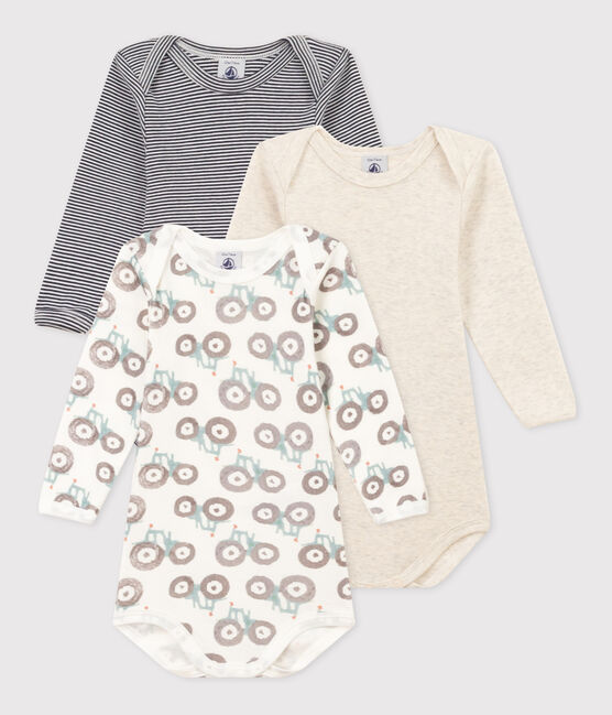 Lot de 3 bodies manches longues tracteurs bébé en coton variante 1