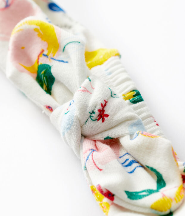 Bandeau en coton enfant fille blanc/multicouleur