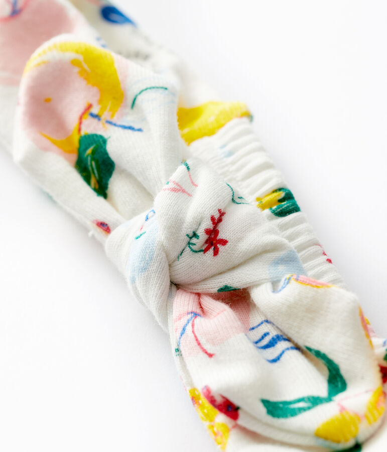 Bandeau en coton enfant fille blanc/multicouleur