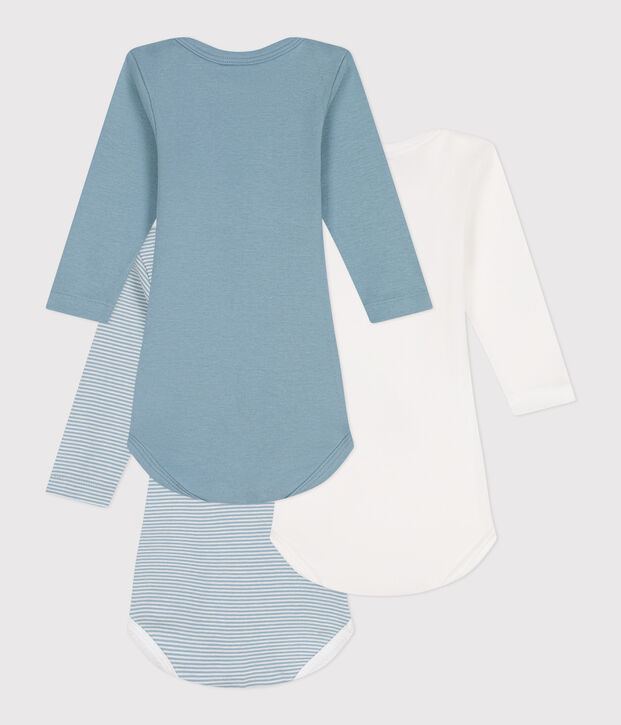 Lot de 3 bodies manches longues en coton b&eacute;b&eacute; multicouleur