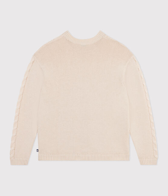 Pull femme en laine et coton torsadé uni écru AVALANCHE