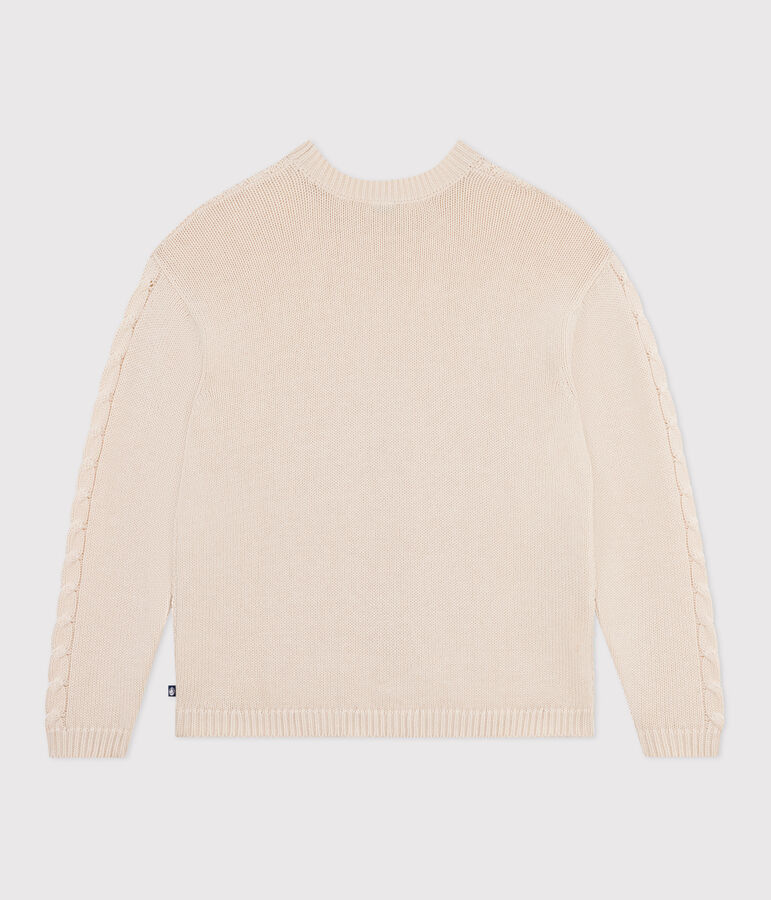 Pull femme en laine et coton torsad&eacute; uni &eacute;cru AVALANCHE