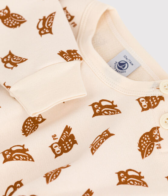 Sweatshirt bébé imprimé hiboux en coton blanc AVALANCHE/ ECUREUIL