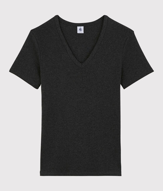 T-shirt col V iconique en coton Femme gris CITY CHINE