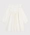 Robe enfant manches longues en velours unie écru MILK/ ARGENT
