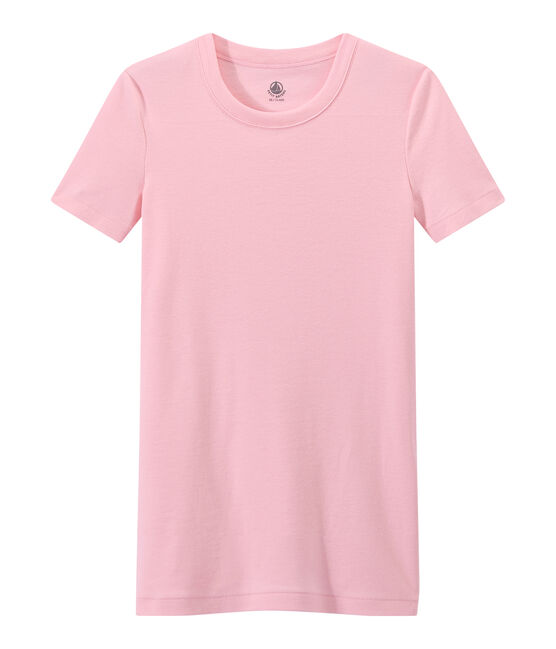 T-shirt femme en côte originale rose BABYLONE