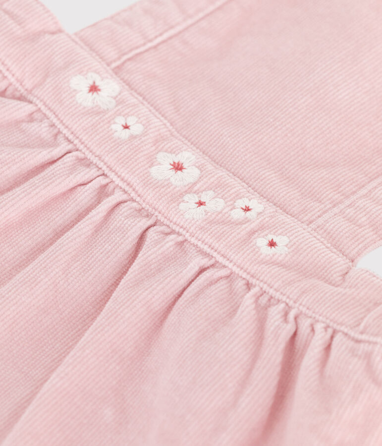 Robe b&eacute;b&eacute; en velours c&ocirc;tel&eacute; brod&eacute; de fleurs &agrave; la ceinture rose JOLI