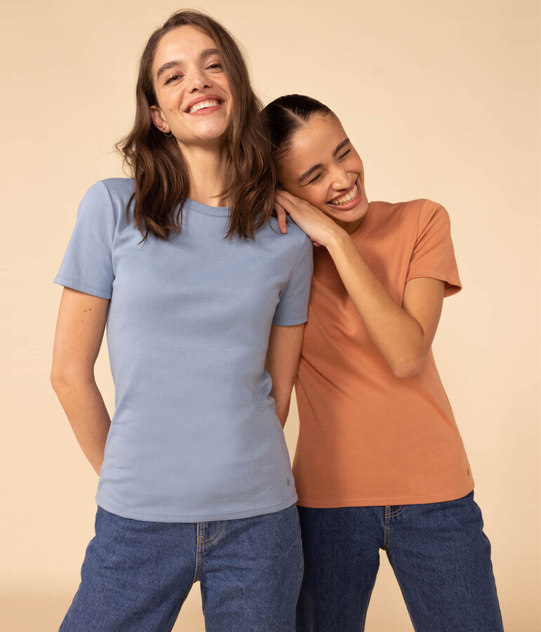 Tee-shirt L'ICONIQUE col rond en coton Femme rose SIENNA