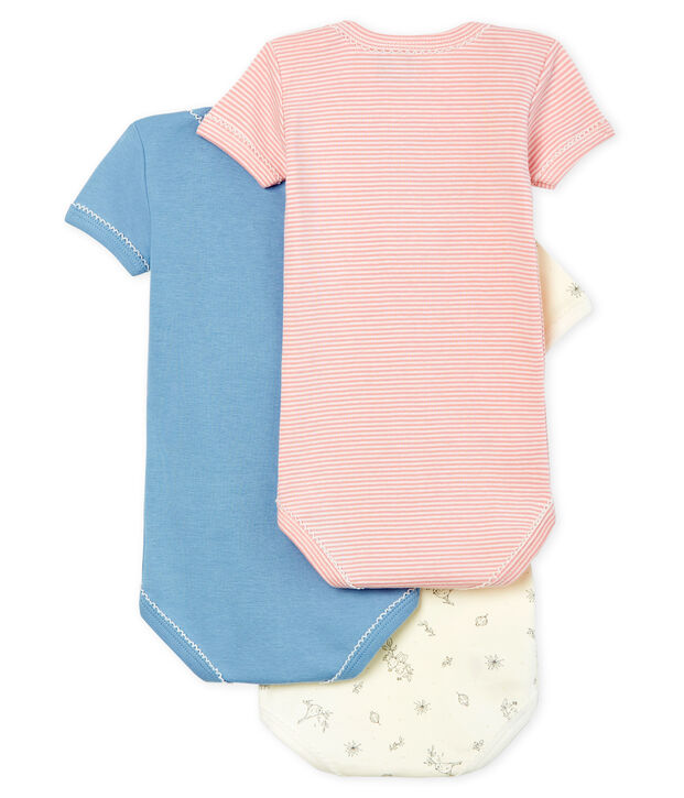 Trio de bodies manches courtes b&eacute;b&eacute; fille multicouleur