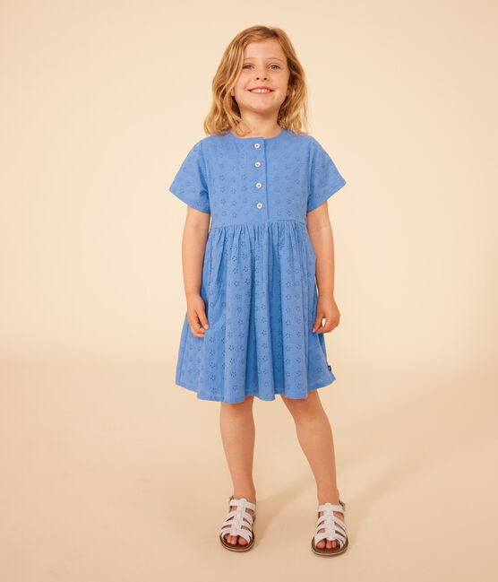 Robe manches courtes en broderie anglaise enfant fille bleu GAULOISE