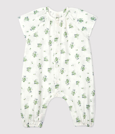 PETIT BATEAU - Combinaison longue imprimé fleuri en gaze de coton bio bébé