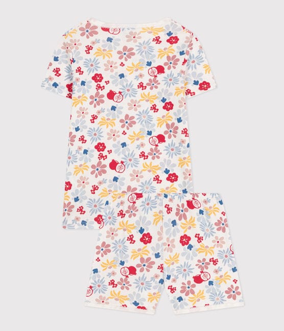 Pyjama short imprimé fleurs en coton enfant blanc MARSHMALLOW/blanc MULTICO