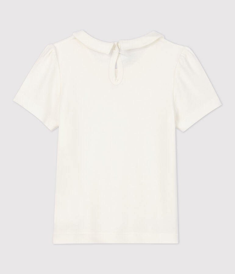 T-shirt manches courtes en coton enfant fille blanc MARSHMALLOW