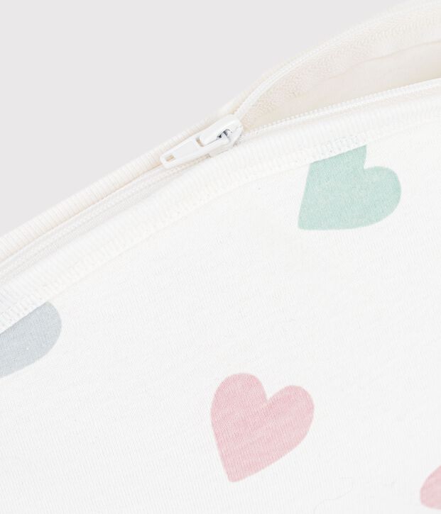 Pochette b&eacute;b&eacute; en coton imprim&eacute; c&oelig;urs blanc/multicouleur