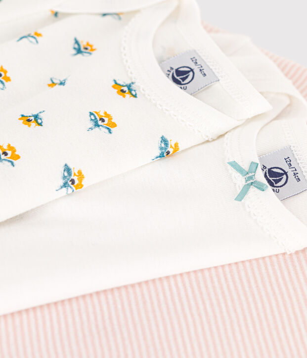 Lot de 3 bodies manches longues fleurs b&eacute;b&eacute; en coton multicouleur