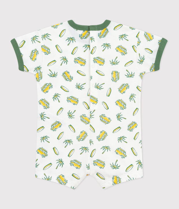 Combicourte b&eacute;b&eacute; en coton manches courtes, imprim&eacute;e surf blanc/multicouleur