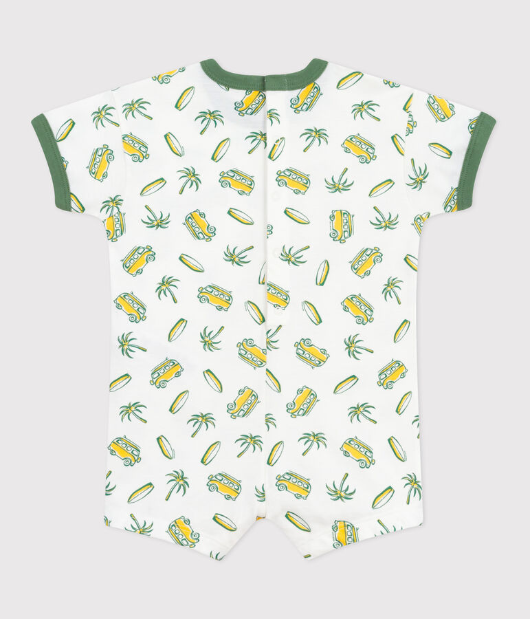 Combicourte b&eacute;b&eacute; en coton manches courtes, imprim&eacute;e surf blanc MARSHMALLOW/blanc MULTICO