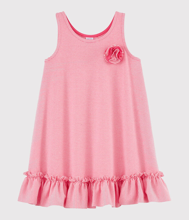 Robe enfant fille rose/blanc