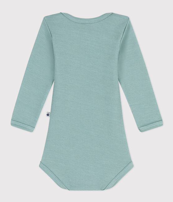 Body manches longues bébé en laine et coton vert PAUL