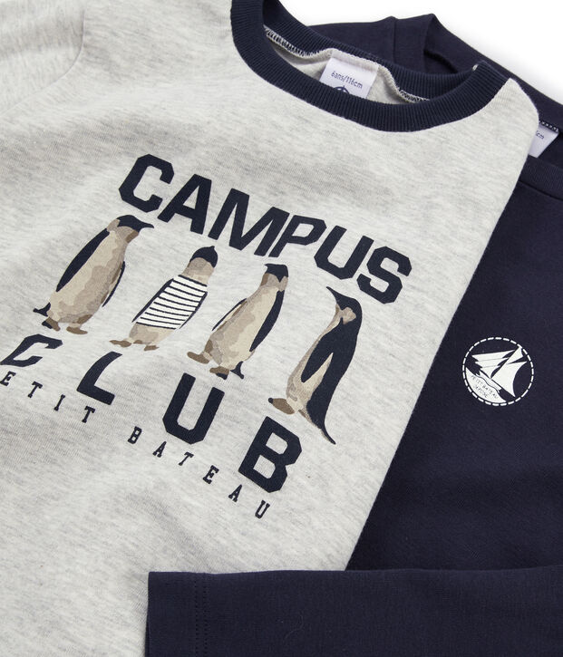 Lot de 2 tee-shirts gar&ccedil;on : s&eacute;rigraphi&eacute; + uni multicouleur