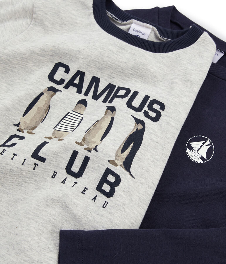 Lot de 2 tee-shirts gar&ccedil;on : s&eacute;rigraphi&eacute; + uni multicouleur