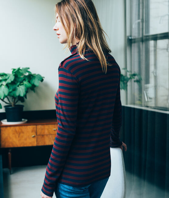 Sous-pull femme uni bleu SMOKING/rouge OGRE