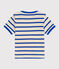 Tee-shirt manches courtes bébé en maille côtelée rayée bleu AVALANCHE/blanc PERSE