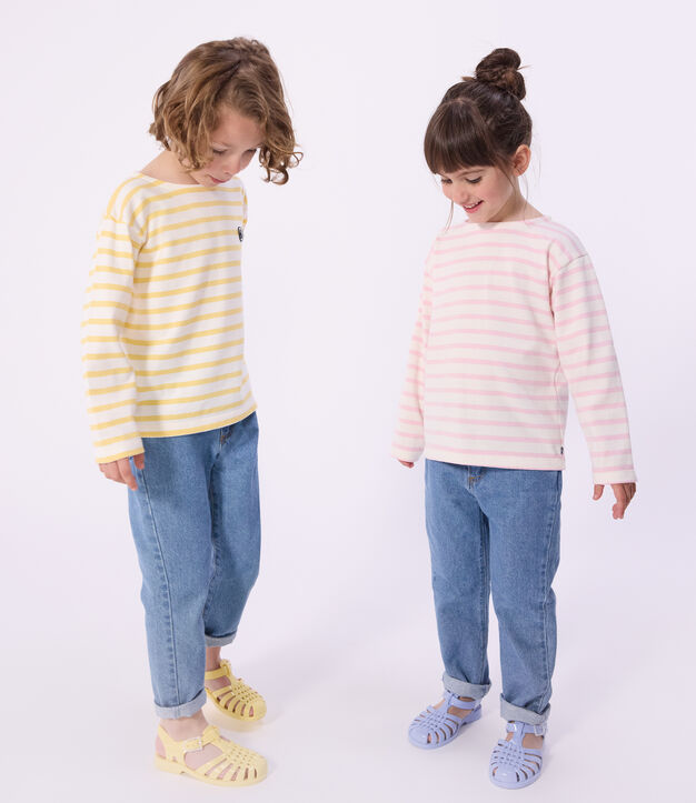 Marini&egrave;re enfant en coton &agrave; rayures rose/rose