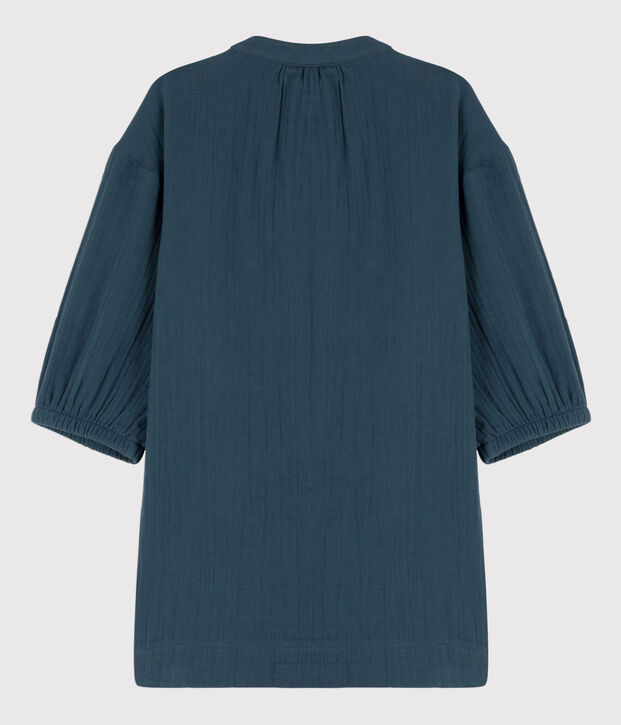 Robe manches longues gaze de coton enfant fille gris