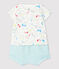 Ensemble 2 pièces chiots colorés bébé en bouclette éponge et en coton biologique blanc MARSHMALLOW/blanc MULTICO
