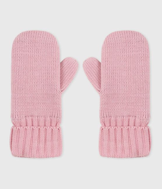 Moufles enfant en tricot doublé en polaire rose CHARME