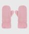Moufles enfant en tricot doublé en polaire rose CHARME