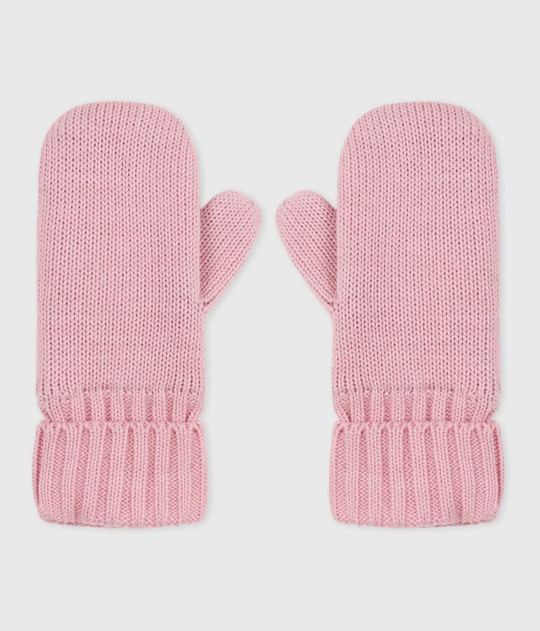 Moufles enfant en tricot doubl&eacute; en polaire rose CHARME